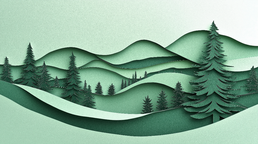 Papier peint paysage montagneux Décor en papier découpé de forêts verdoyantes et collines douces