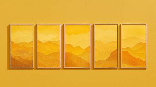 Papier peint paysage montagneux Dégradés de jaune et d'orange évoquant des collines douces