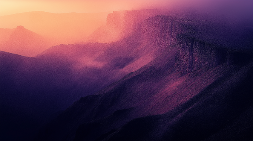 Papier peint paysage montagneux Dégradés de violet et d'orange au crépuscule