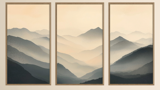 Papier peint paysage montagneux Douces nuances de montagnes en dégradé