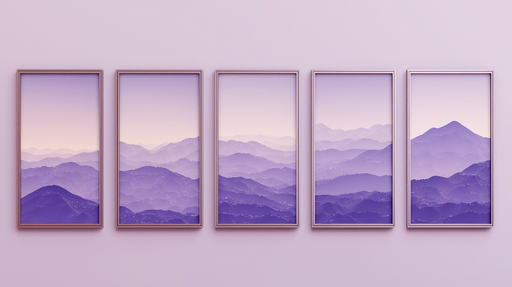 Papier peint paysage montagneux Harmonie de violets et dégradés doux