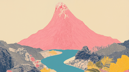 Papier peint paysage montagneux Illustration colorée d'une montagne stylisée