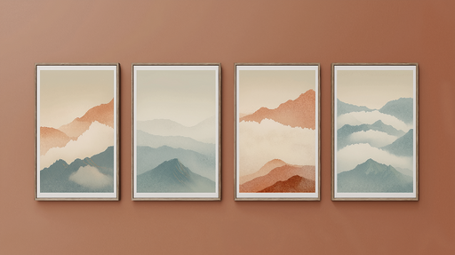 Papier peint paysage montagneux Motifs de montagnes aux couleurs douces et apaisantes