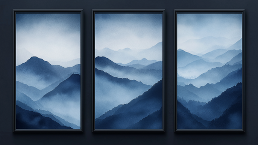 Papier peint paysage montagneux Paysages flous en nuances de bleu