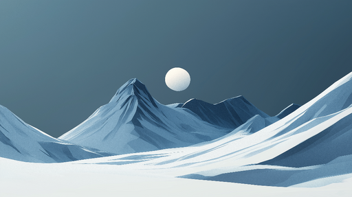 Papier peint paysage montagneux Scène hivernale minimaliste avec montagnes et soleil