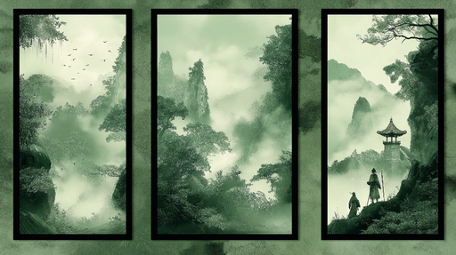 Papier peint paysage montagneux Vision apaisante de la nature en harmonie de vert