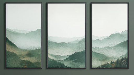 Papier peint paysage montagneux Vues sereines des collines ondulantes à l'aube