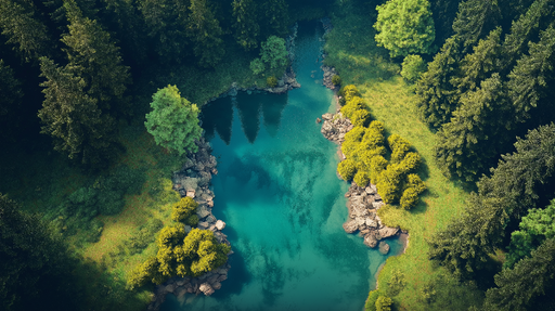 Papier peint paysage naturel Rivière entourée d'arbres et de rochers