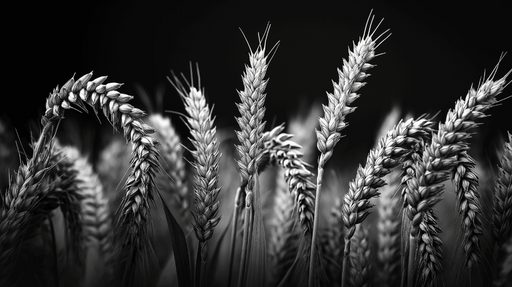Papier peint paysage noir et blanc Champ de ble monochrome
