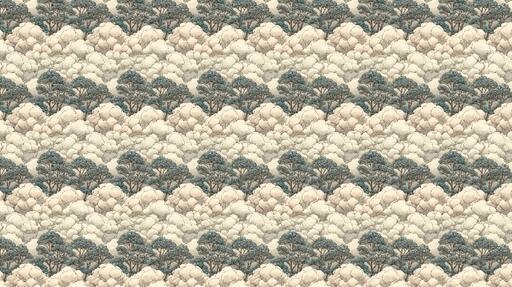 Papier peint paysage nuageux Arbres aux teintes douces dans un ciel nuageux