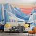 Papier peint paysage polaire avec montagnes glacées sous un ciel pastel pour salon moderne