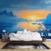 Papier peint paysage polaire avec scène de coucher de soleil sur océan gelé pour chambre moderne