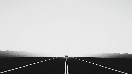 Papier peint paysage routier Route déserte en noir et blanc