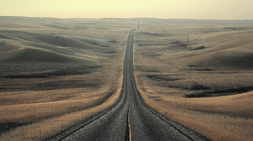 Papier peint paysage rural Route sinueuse à travers les collines dorées
