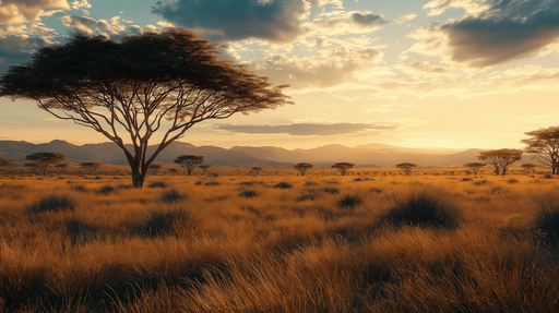 Papier peint paysage sauvage Horizon doré au crépuscule