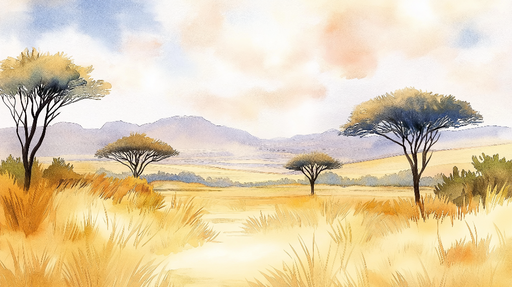 Papier peint paysage savane Douceur d'une étendue dorée
