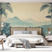Papier peint paysage tropical avec montagnes et palmiers pour chambre moderne