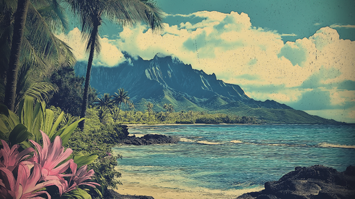 Papier peint paysage tropical Montagnes et Plage Tropicale