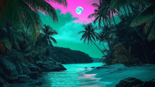 Papier peint paysage tropical Rivière paisible sous un ciel vibrant