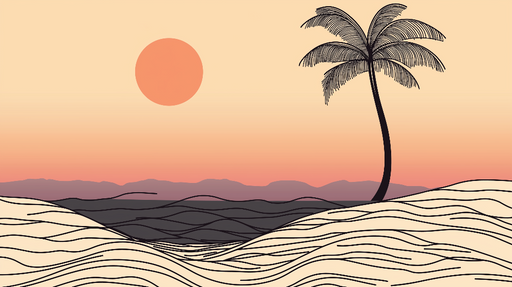 Papier peint paysage tropical Silhouette de palmier au coucher de soleil