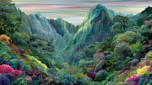 Papier peint paysage tropical Vue e d'une vallée luxuriant