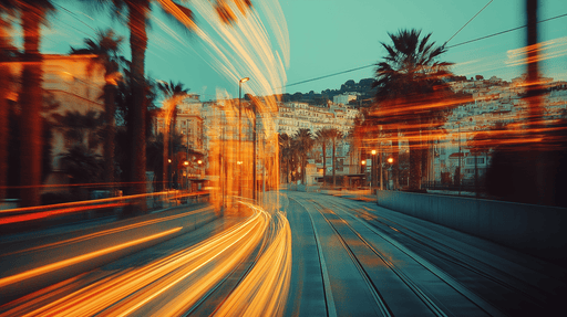 Papier peint paysage urbain Allée animée avec effets de mouvement