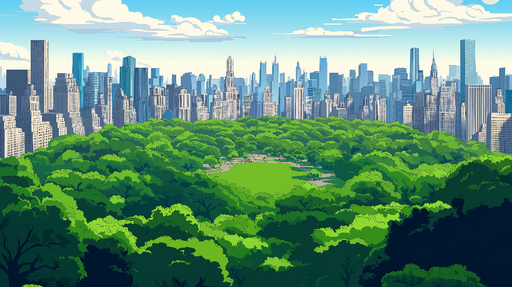 Papier peint paysage urbain de New York Vue animée sur Central Park et ses gratte-ciels