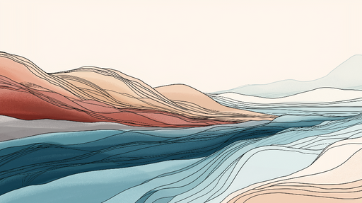 Papier peint paysages abstraits Vagues de couleurs douces et lignes délicates