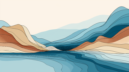 Papier peint paysages abstraits Vagues de couleurs naturelles et lignes fluides