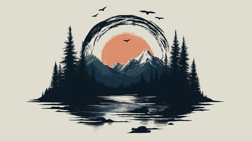 Papier peint paysages de montagne Montagnes majestueuses sous un coucher de soleil