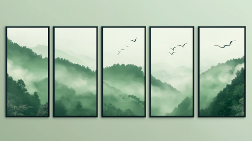 Papier peint paysages de montagne Une scène apaisante de brume et de verdure