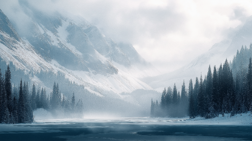 Papier peint paysages enneigés Montagnes majestueuses sous un ciel brumeux