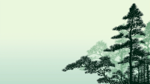 Papier peint paysages forestiers Silhouettes d'arbres sur fond dégradé doux