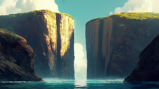 Papier peint paysages majestueux Falaises imposantes se reflétant dans l'eau calme