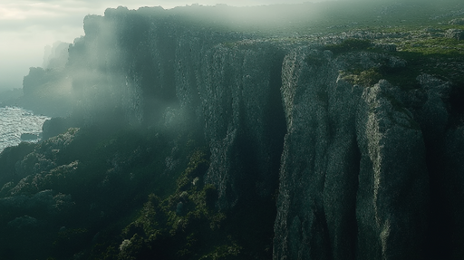 Papier peint paysages montagneux Falaises mystérieuses et brume apaisante