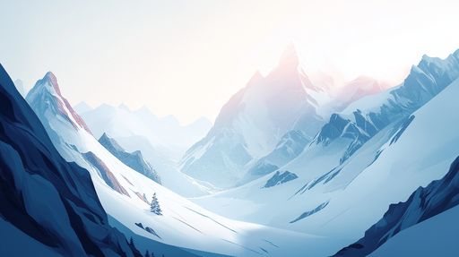 Papier peint paysages montagneux Montagnes enneigées sous un ciel apaisant