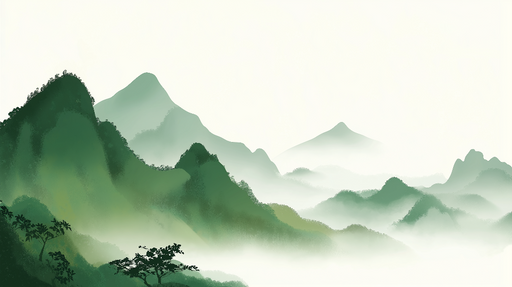 Papier peint paysages montagneux Montagnes verdoyantes embrumées avec une touche de sérénité