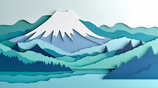 Papier peint paysages montagneux Relief artistique avec des sommets enneigés et des vallées en dégradé