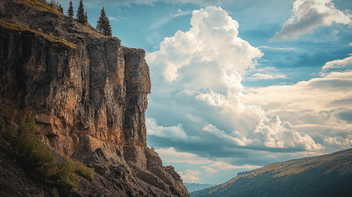 Papier peint paysages montagneux Rochers majestueux sous un ciel nuageux