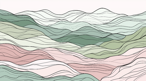 Papier peint paysages ondulés Motif abstrait de collines et vagues pastel