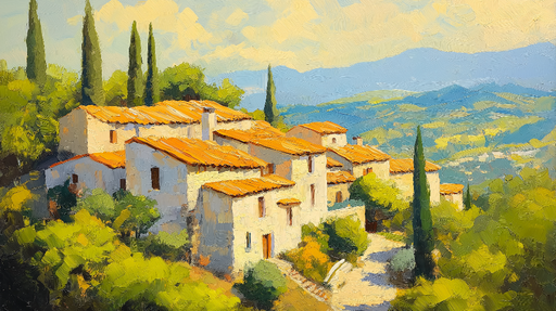 Papier peint paysages provençaux Maison en plein soleil sur les collines