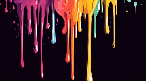 Papier peint peinture dégoulinante Un arc-en-ciel de gouttes de peinture sur fond noir