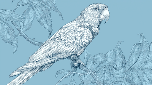 Papier peint perroquet Illustration délicate d'un perroquet sur fond bleu