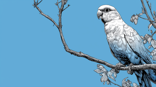 Papier peint perroquet Illustration élégante d'un perroquet sur une branche