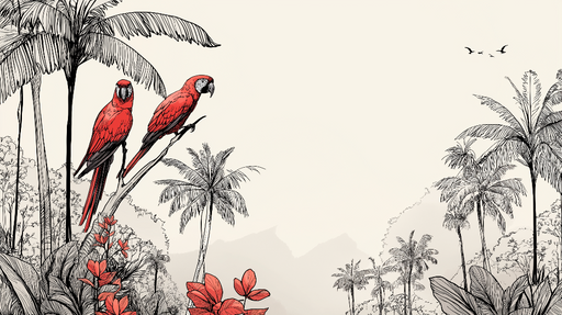 Papier peint perroquets Illustrations élégantes de perroquets rouges sur fond neutre