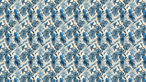 Papier peint perroquets Motif exotique avec perroquets bleus et feuillage tropical