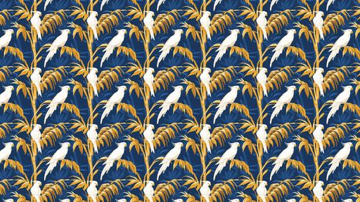 Papier peint perroquets Un motif tropical avec des perroquets blancs sur fond bleu marine