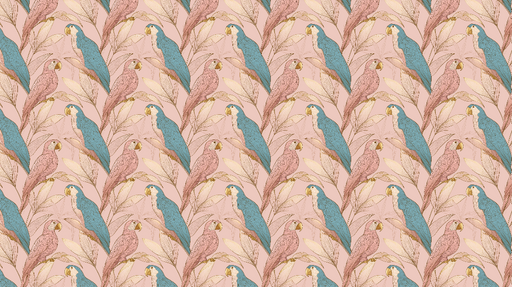 Papier peint perroquets Un motif vibrant de perroquets colorés entourés de feuillages délicats