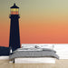 Papier peint coucher de soleil avec silhouette de phare pour chambre moderne