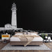 Papier peint noir avec contour stylisé d'un phare pour chambre moderne